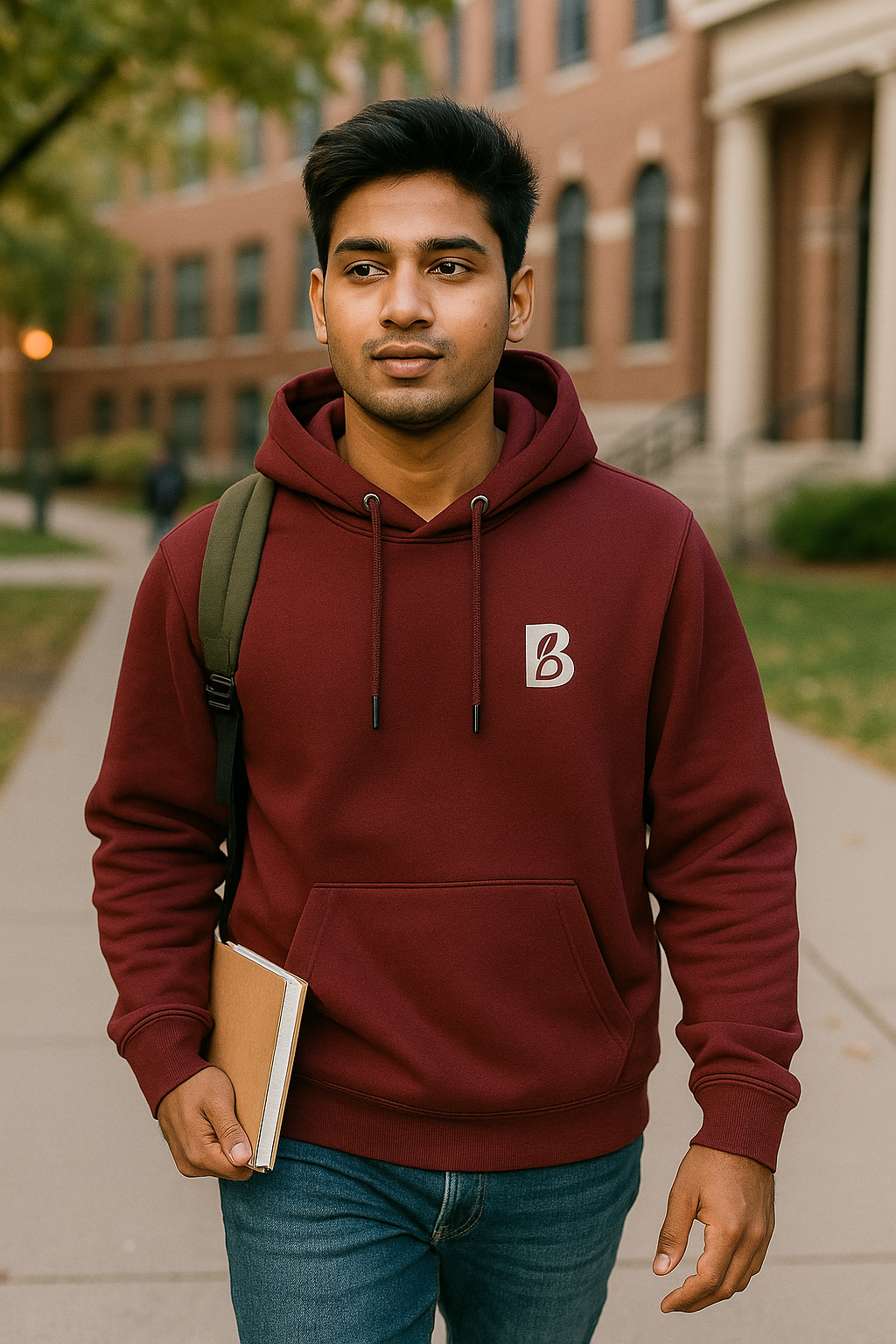 Premium Maroon Hoodie – Organic Cotton & Recycled Polyester Blend
