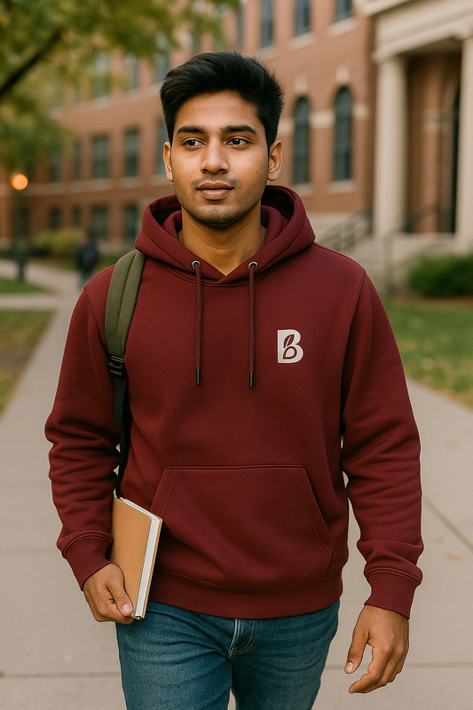 Premium Maroon Hoodie – Organic Cotton & Recycled Polyester Blend